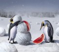 Pinguine und Wassermelone Tier